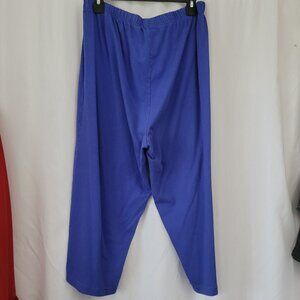 Quacker Factory QVC 1X Blue Pants Capri Crop embroidered Sailboat Cotton